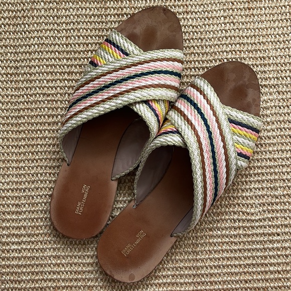Diane con Furstenberg Cindy Slide Sandals, Ivory Multi, 39 - Picture 13 of 16